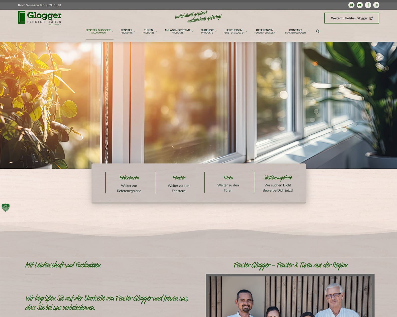 Website Fenster Glogger Abb. Referenz Websiteausschnitt von oben Fenster Glogger